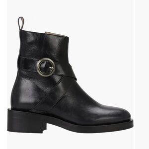 BOSS Women’s Iryna Black Leather Block Heel Ankle Boots Size 6 NWT